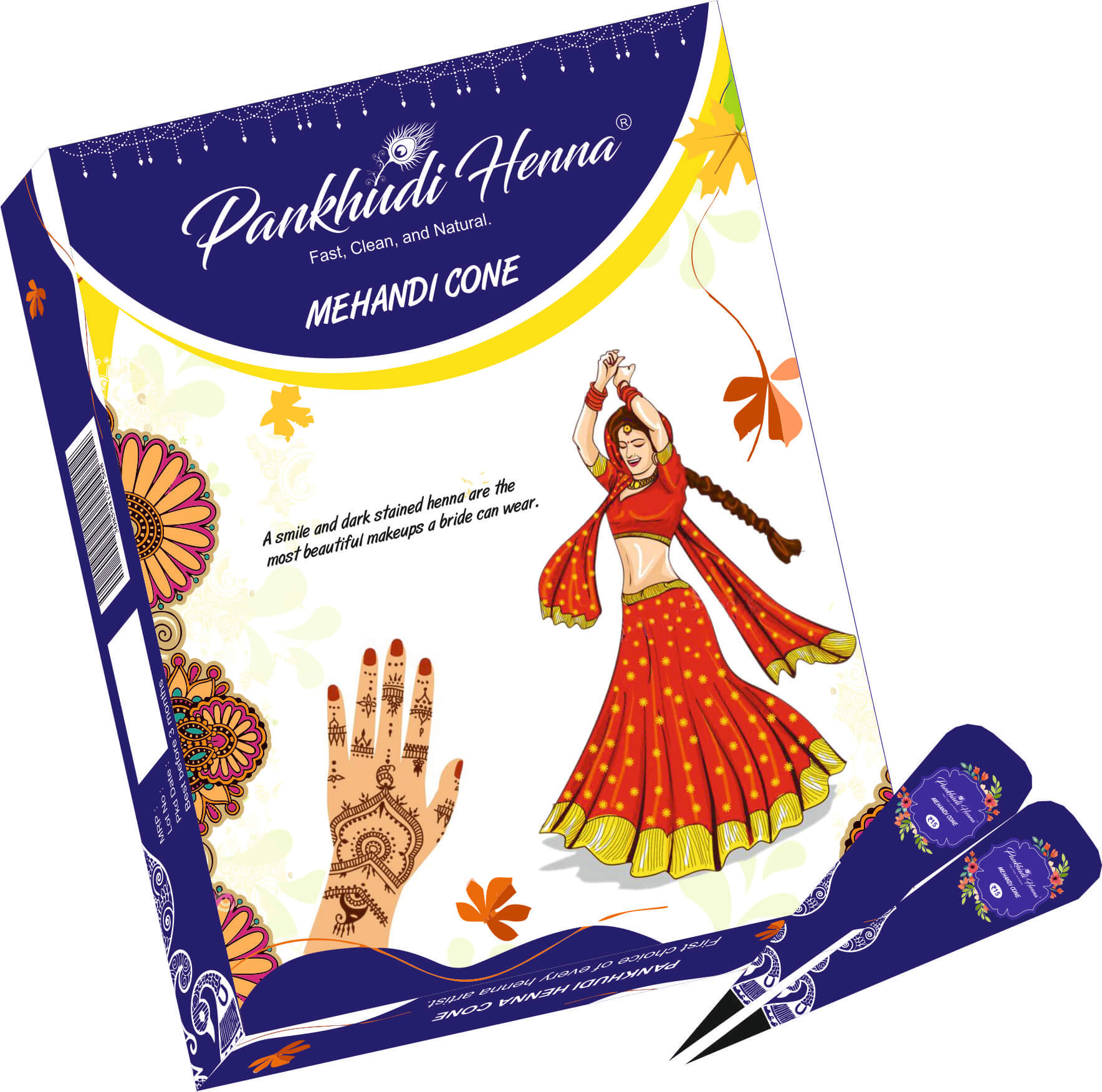 Zoorie™ Instant Red Henna Mehandi cone No Chemicals Dyes (Pack of 12)