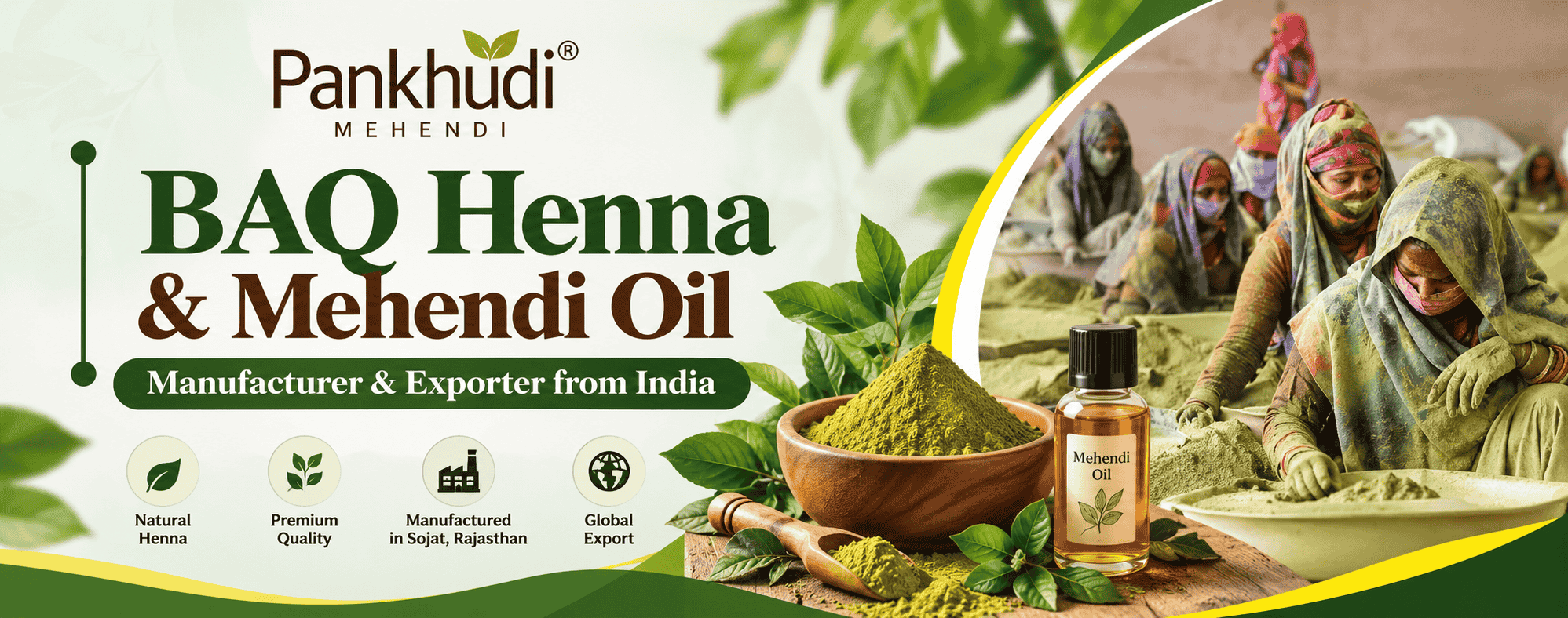 BAQ Henna & Mehendi Oil Manufacturer and Exporter from India | Pankhudi Mehendi